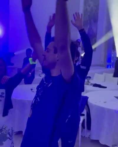 Azpi belting out We Are The Champions at the afterparty