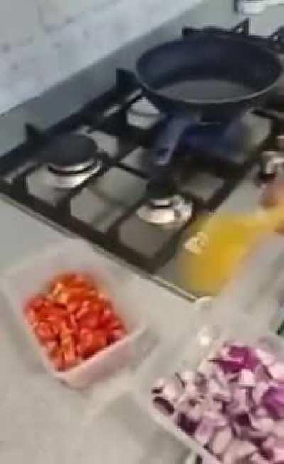 Showing Off His Cooking Skills