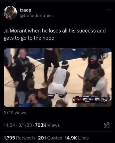 Ja Morant after becoming the first man to make it OUT of the NBA: