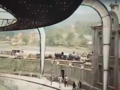 The Flying Train - Wuppertal, Germany, 1902 (colourised)