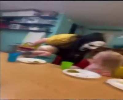 Pos daycare worker thought it was a good idea to scream at the children with a scream mask on..