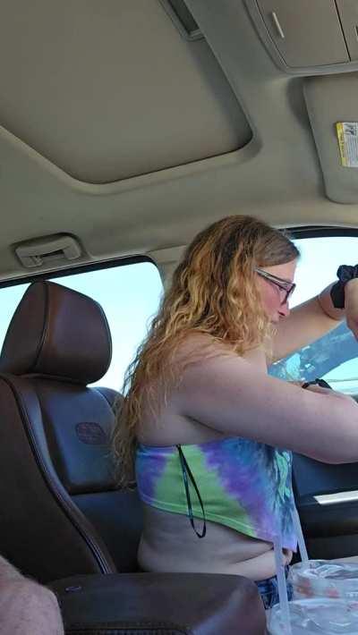 Guy parked in front of us was too busy on his phone. Missed out