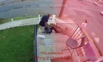 Porch pirate gets pummelled after being caught