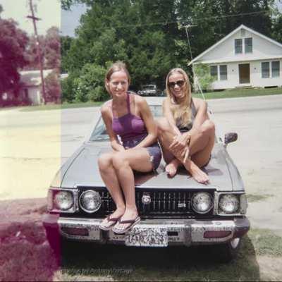 Those times when bugs covering your car was a thing. August 1975, New Orleans, Louisiana (restored)