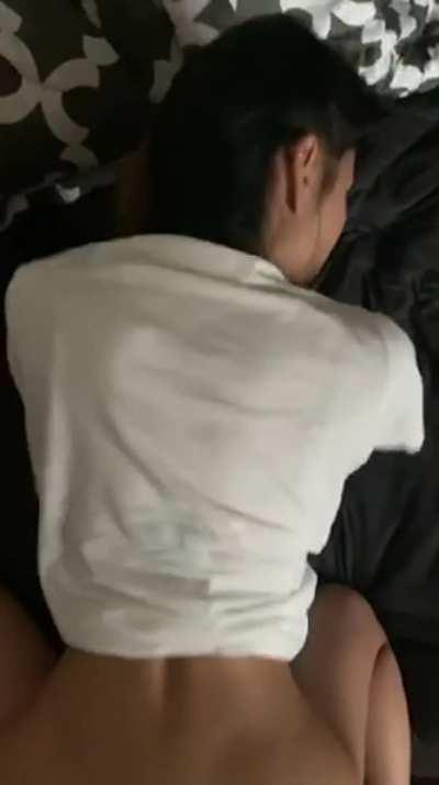 Petite Asian doggy style BBC