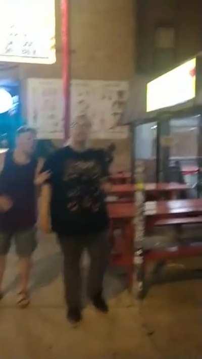 Drunk POS harasses hot dog stand employees. Cops called