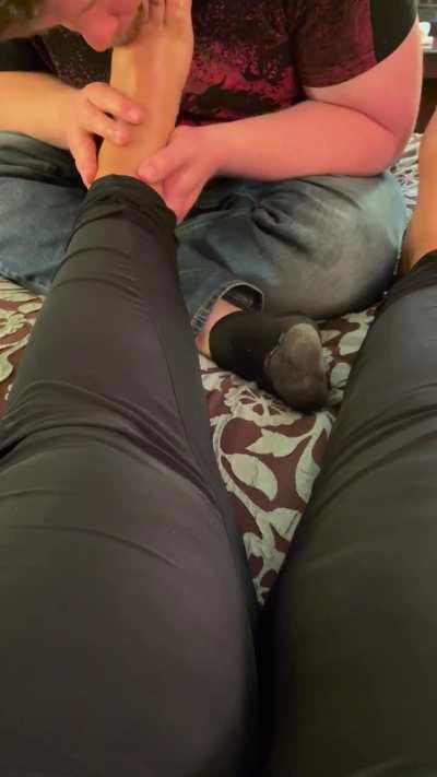 He loves sucking on my toes