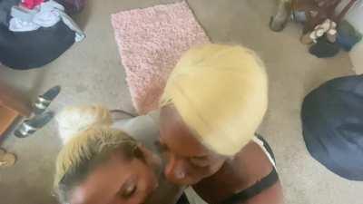 BBC Deepthroat Double Blowjob Ebony Freaks Interracial Sloppy Porn GIF by topmeoff