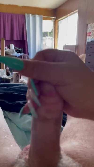 My wife taking good care of me.