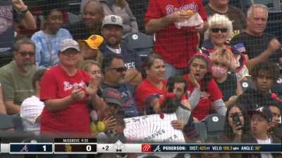[Highlight] Joc Pederson hits a 420ft solo home run to give the Braves a 1–0 lead