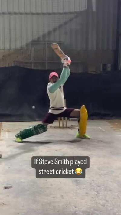 Steve Smith playing street cricket
