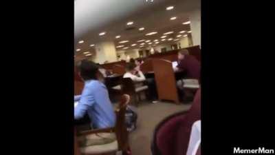 Kid lets balloon off in library