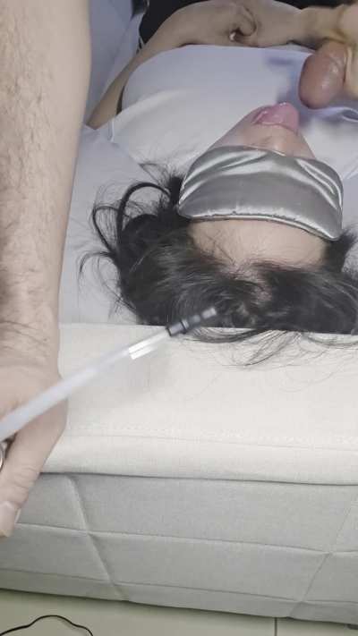 blindfolded cocksucker, chocking facefuck