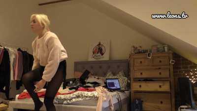 Rave lover crazy sexy party girls Daisy, Lucie, Sylvia and Eve, before the Halloween Party do a try on haul with lots of pantyhose, skirt, outfits and different costumes to flash their panties, showing pussy lips atomic girl wedgies and revealing more