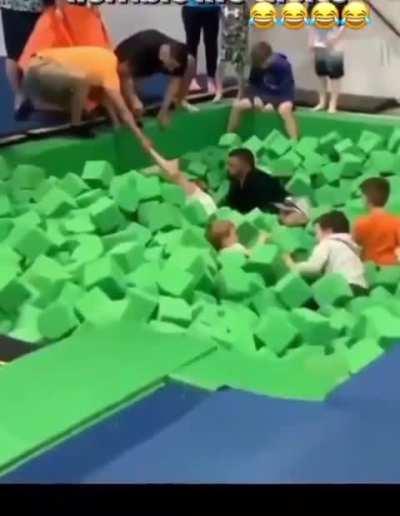 Jumping into a foam pit