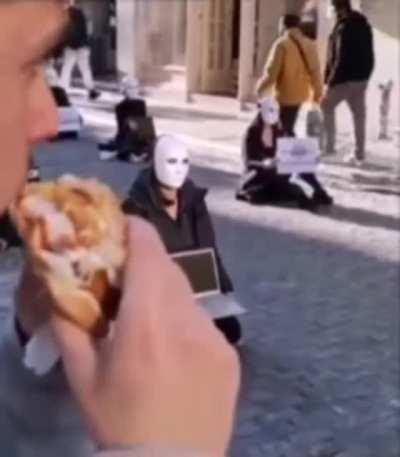 the death stare after you protest to ban animal meat