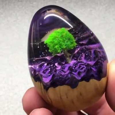 Starry Night Wood and Resin egg