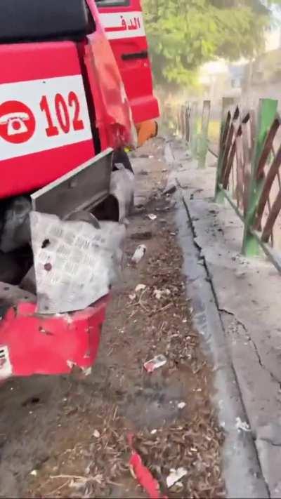 WATCH as Israel deliberately bombed a civil defense truck.