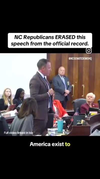 The Speech Republicans denied NC State Senator Michael Garrett (D) to be entered into permanent Record.
