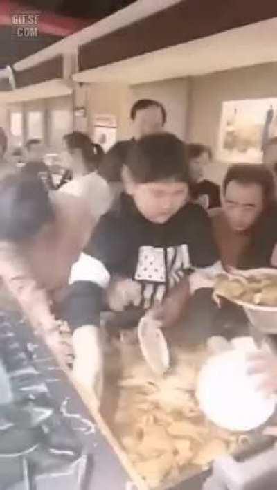 Tourists clear out the crabs in seconds