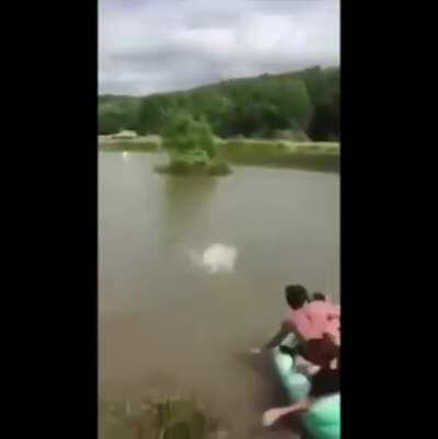 Fuck you dog get off the water slide