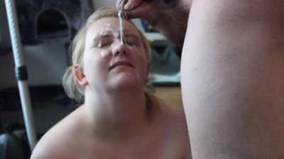 saved an extra big load to shower her face.