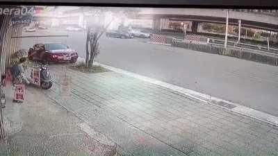 What do you do when you ran into a pole and it got stuck into your car? Take it to the highway of course!