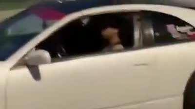 Guy in a 300ZX trys to do a burnout and blows his engine