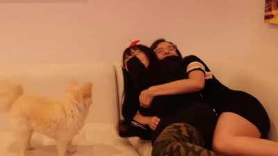 Poki and Lily Spooning