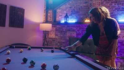 Flirty pool lessons turn into a game of strip pool