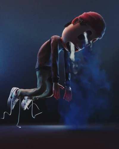 Animation loop I did based on a sketch I did. 24hr render time in cycles with 512samples😅