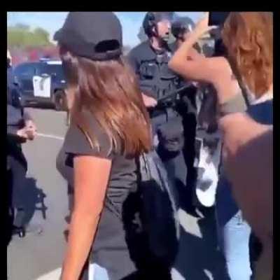 Officer Gets Dropped After Throwing Protesters Phone Away!