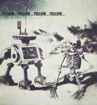 Some glitch and modifications but used “Robot in desert” and “skeleton in desert” to get two images and combined. Used DREAM