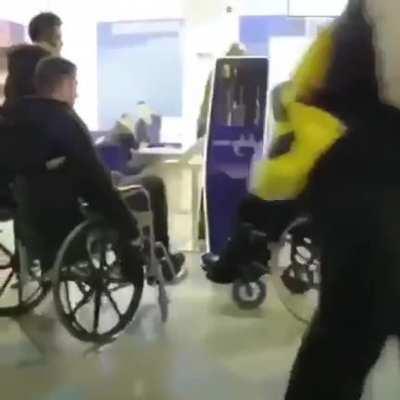 Two wheelchair homies fight