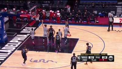 [Highlight] Embiid beats the triple team and gets the hoop and the foul