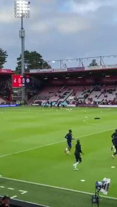 Holiday being played during a Chelsea warmup..