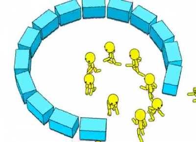 All of these figures are walking in a straight line.