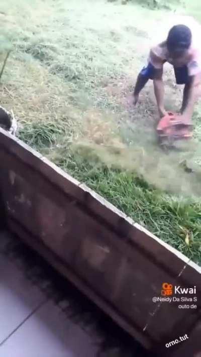 Cutting the grass like real redneck