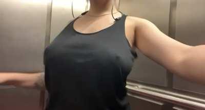 My jiggly tits in my apartment elevator because why not