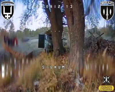 Ukrainian fiber-optic FPV drones of the SIGNUM Battalion struck Russian logistics and soldiers in the rear of the Lyman front. Published 28.10.2025