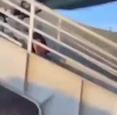 Riding a bike down stairs