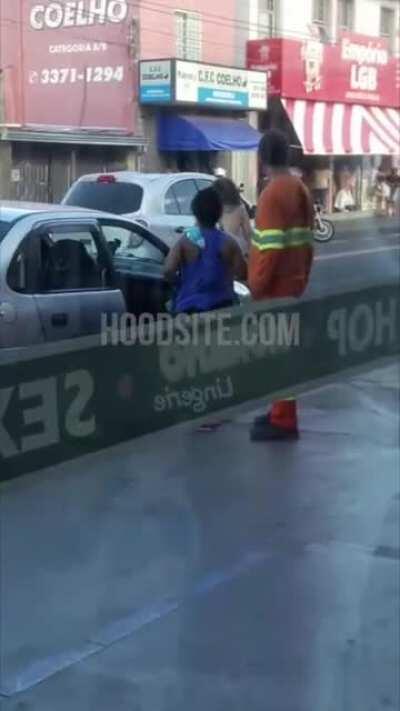 Crazed Woman Twerks Naked on top of a Car in Brazil