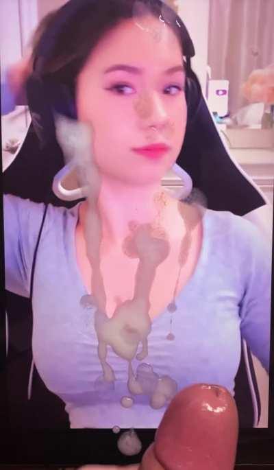 Jodi shows off her tits for me to cum all over