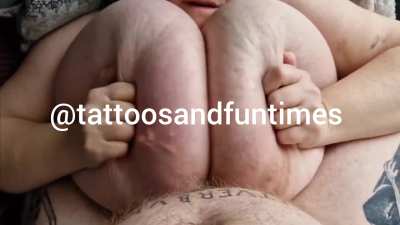 Huge tits on her back being fucked OC