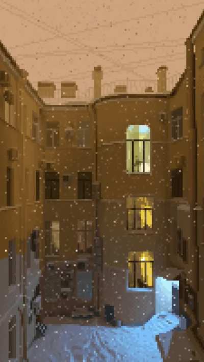 Evening winter courtyard
