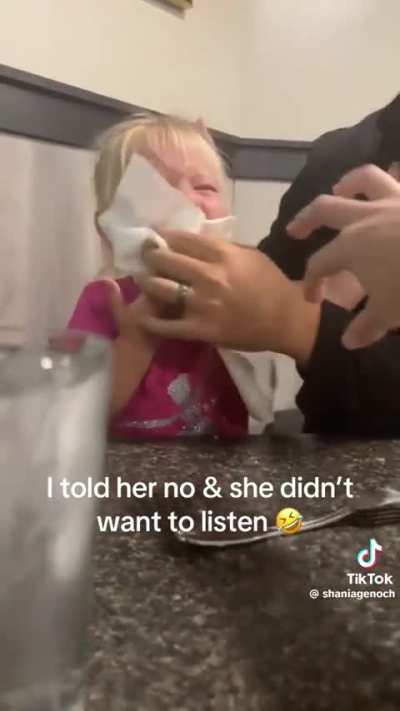 She insisted on trying the wasabi. FAFO.