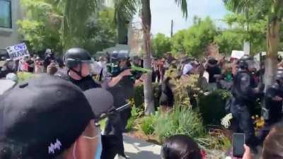 LAPD beats protesters who have their hands up