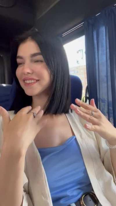 Bus 🚌 boobs out 🤩