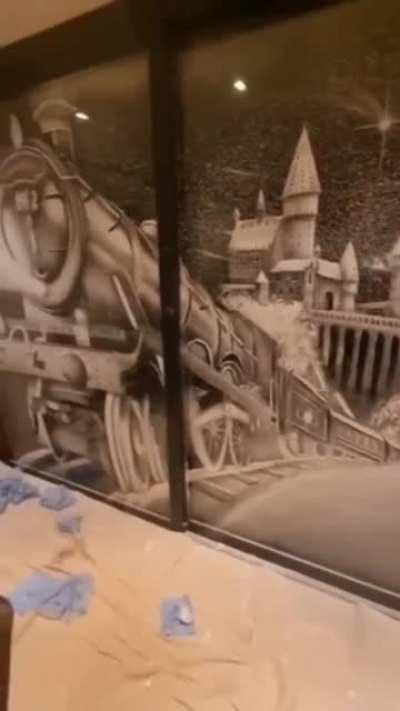 Window art with snow