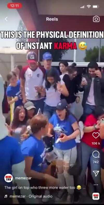 Intentionally knocking over water to impress friends